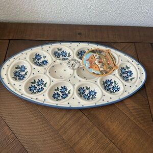 Polish Pottery Boleslawiec Poland Floral Ceramic Egg Tray NEW